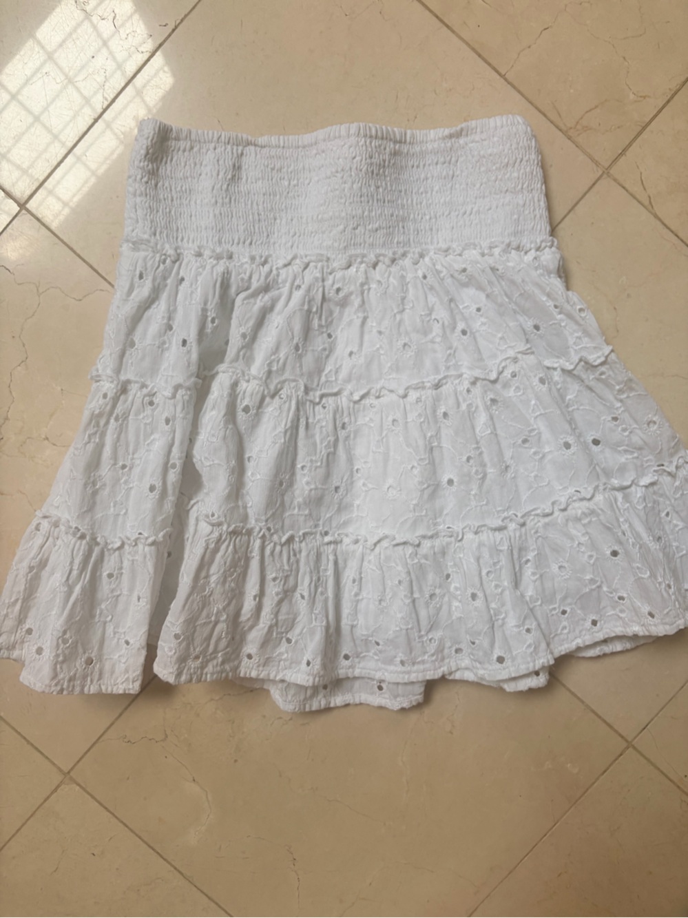 American Eagle White Eyelet Tiered Skirt - Size XS
